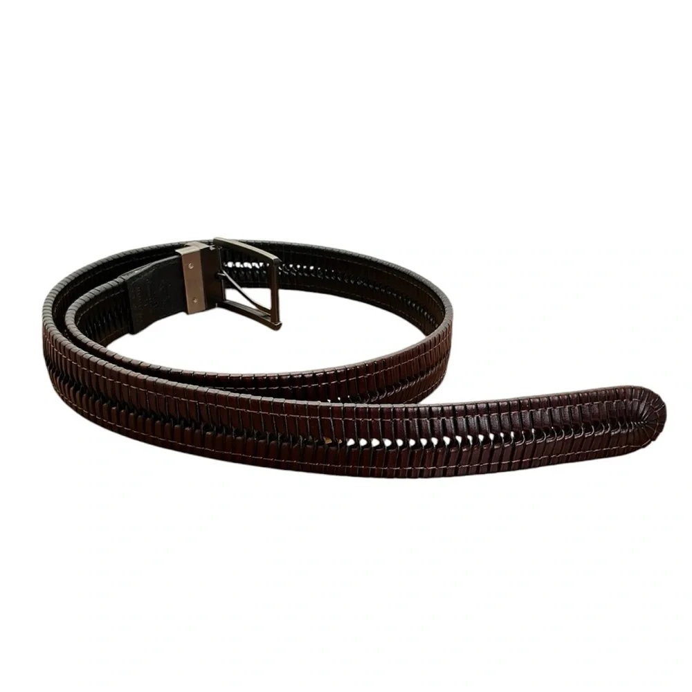 Greg Norman Collection Brown Braided Genuine Leather Belt Size‎ 33